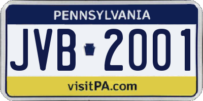 PA license plate JVB2001