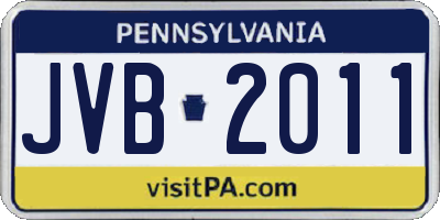 PA license plate JVB2011