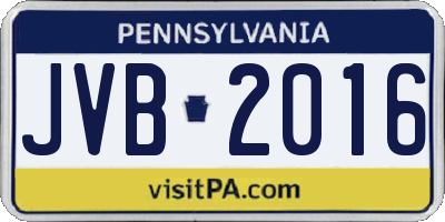 PA license plate JVB2016