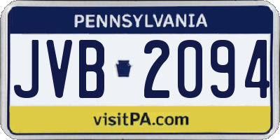 PA license plate JVB2094