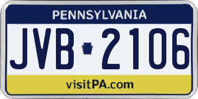 PA license plate JVB2106