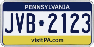 PA license plate JVB2123