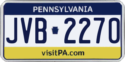 PA license plate JVB2270