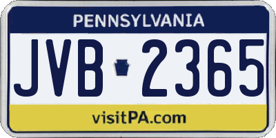 PA license plate JVB2365