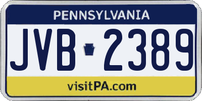 PA license plate JVB2389