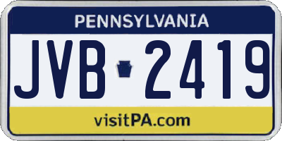 PA license plate JVB2419