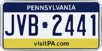 PA license plate JVB2441