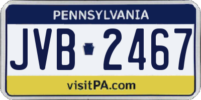 PA license plate JVB2467