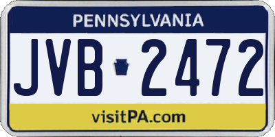 PA license plate JVB2472