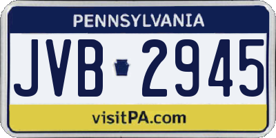 PA license plate JVB2945