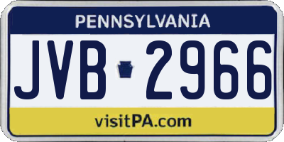 PA license plate JVB2966