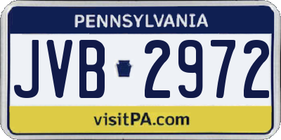 PA license plate JVB2972