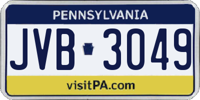 PA license plate JVB3049