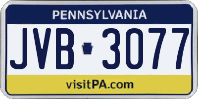 PA license plate JVB3077