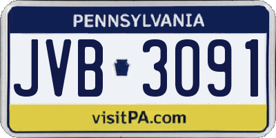 PA license plate JVB3091