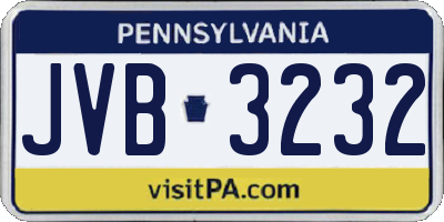 PA license plate JVB3232