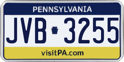 PA license plate JVB3255