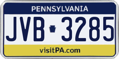 PA license plate JVB3285