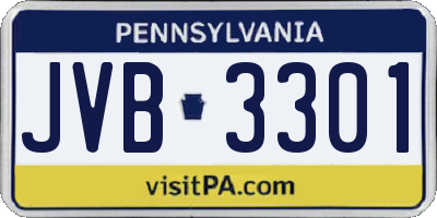 PA license plate JVB3301