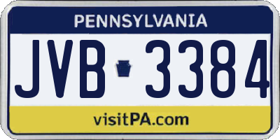 PA license plate JVB3384