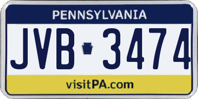 PA license plate JVB3474