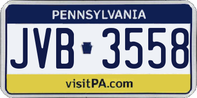 PA license plate JVB3558