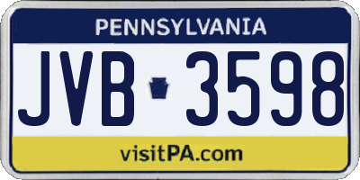 PA license plate JVB3598