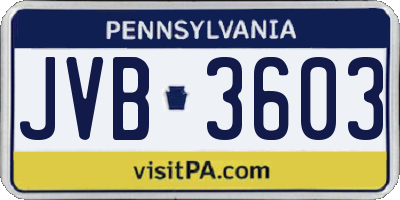 PA license plate JVB3603