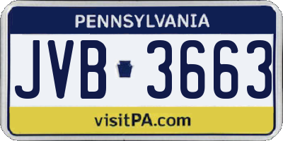 PA license plate JVB3663