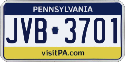 PA license plate JVB3701