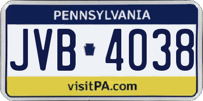 PA license plate JVB4038
