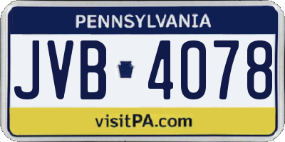 PA license plate JVB4078
