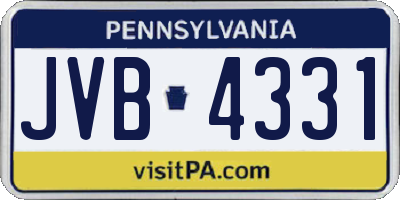 PA license plate JVB4331