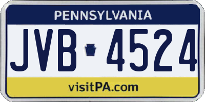 PA license plate JVB4524