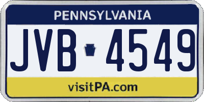 PA license plate JVB4549