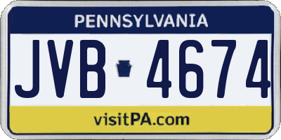 PA license plate JVB4674