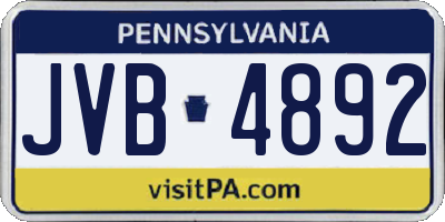 PA license plate JVB4892