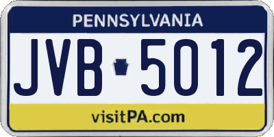 PA license plate JVB5012