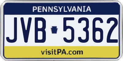 PA license plate JVB5362