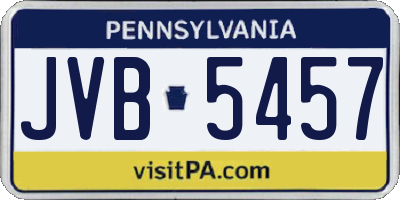 PA license plate JVB5457