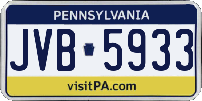 PA license plate JVB5933