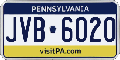 PA license plate JVB6020