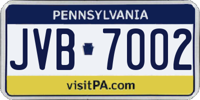 PA license plate JVB7002