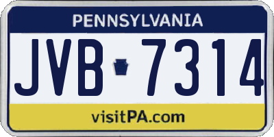 PA license plate JVB7314