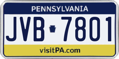 PA license plate JVB7801