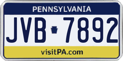 PA license plate JVB7892