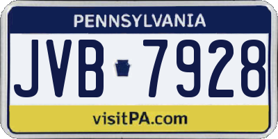 PA license plate JVB7928