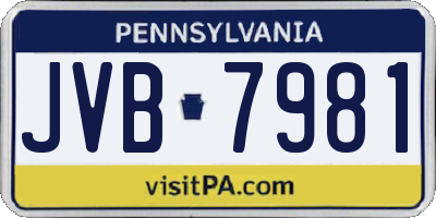 PA license plate JVB7981