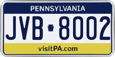 PA license plate JVB8002