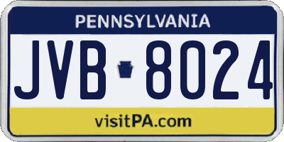 PA license plate JVB8024